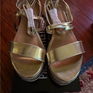 PrettyLittleThing Metallic Gold Sandals